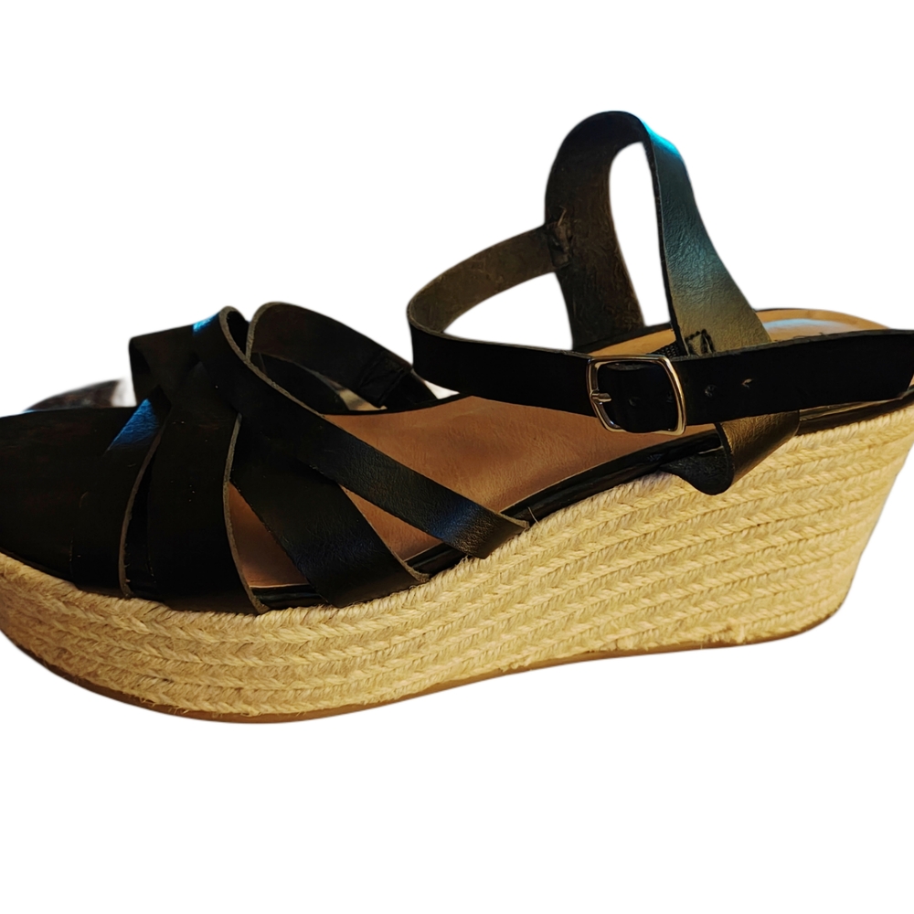 Black Wedge Sandals